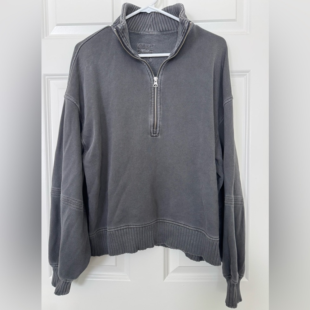 Aerie Charcoal Zip-Up Sweater
